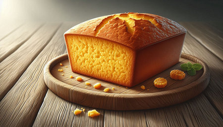 Tasty sponge cake with raisins on wooden board, closeup