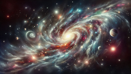 Galaxy in deep space, computer generated abstract background, 3D rendering