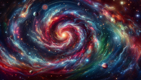 Planets, stars and galaxies in outer space showing the beauty of space exploration.