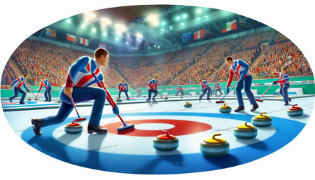 Ice hockey players in action at the stadium. 3D rendering.