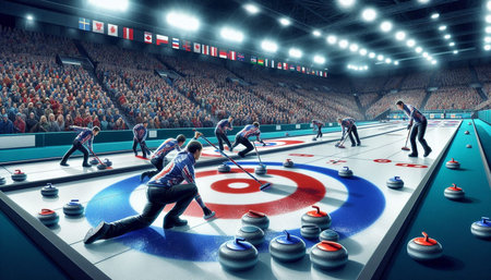Ice hockey players in action at the stadium. 3D rendering.