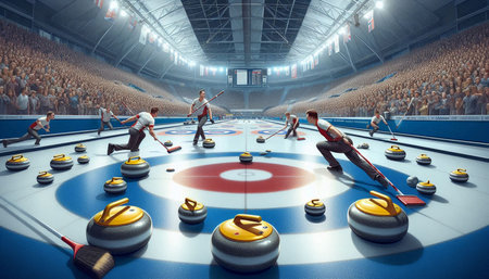 Group of people playing ice hockey in the stadium. 3D rendering