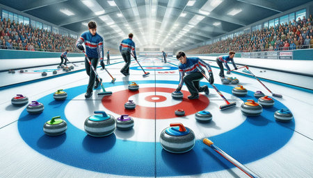 Ice hockey players in action at the stadium. 3D rendering.