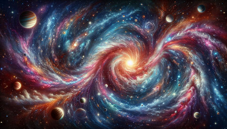 Planets, stars and galaxies in outer space showing the beauty of space exploration.