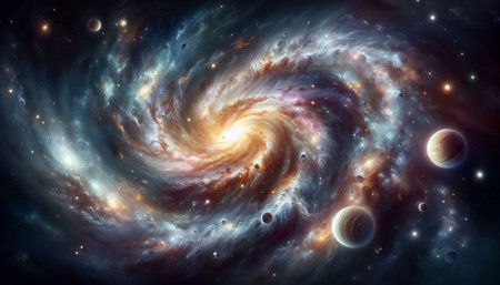 Galaxy in deep space, computer generated abstract background, 3D rendering
