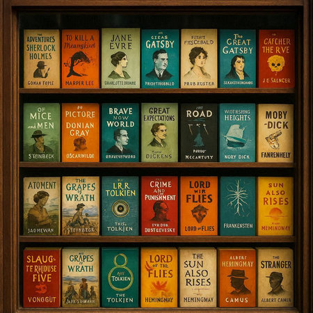 Old books in a book store.