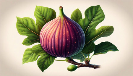 Figs with leaves on a white background. 3D illustration.