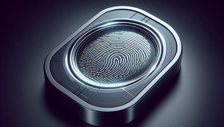 Fingerprint on black background, 3d rendering. Computer digital drawing.