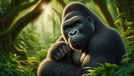 gorilla in the jungle - 3d render of gorilla in the jungle