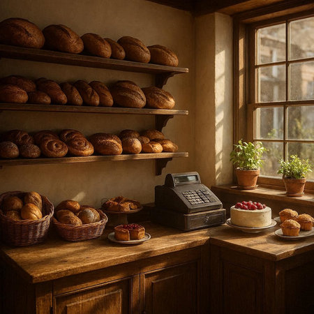 Bread shop. Bakery in vintage style. Vintage style.