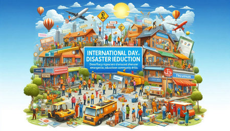 Illustration of a train station with a lot of people on it