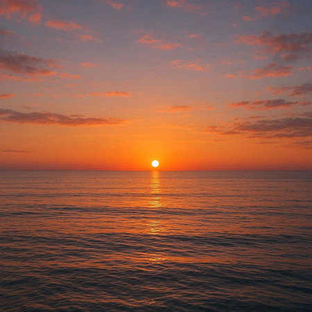 Beautiful sunset over the sea. The sun sets over the sea.