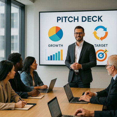 Business people working on a project together in a boardroom at office