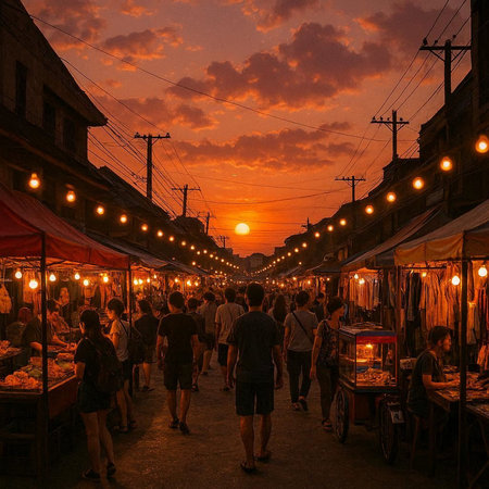 Night market in Seville, Spain