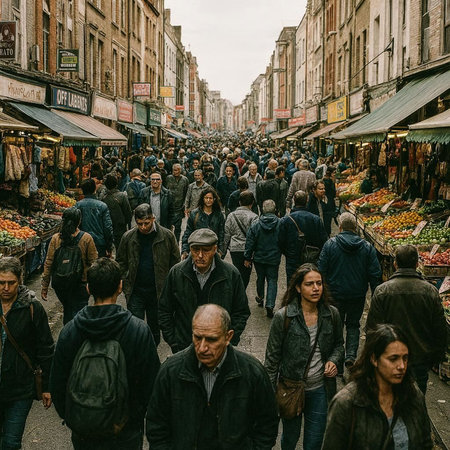 Street market in Dublin, Ireland.