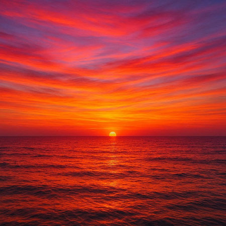 Beautiful sunset over the sea. Colorful sky. Nature composition.