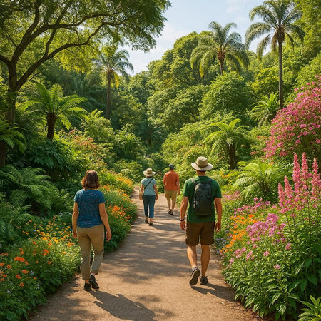 Tourists walking in the botanical garden in Kuala Lumpur, Malaysia