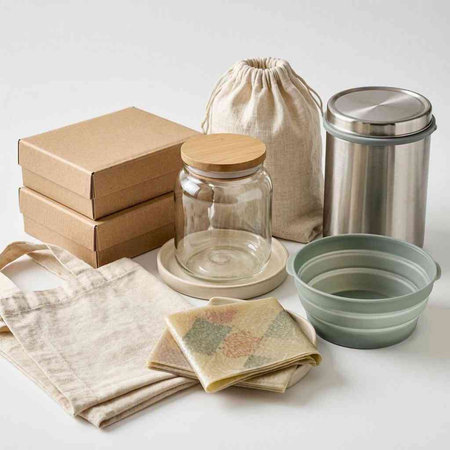 Zero waste concept. Sustainable lifestyle. Eco-friendly products for recycling