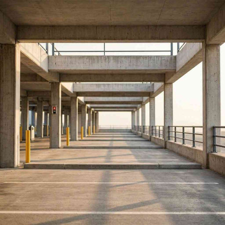 Empty parking lot in the city. 3D rendered Illustration.