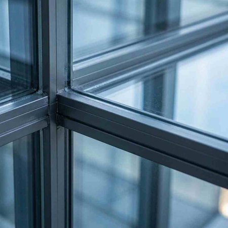 glass windows of a modern office building, close-up. High quality photo