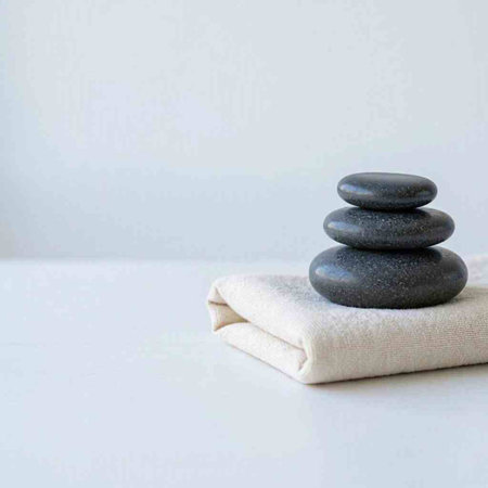 Spa stones on a towel on a white background. Spa concept.