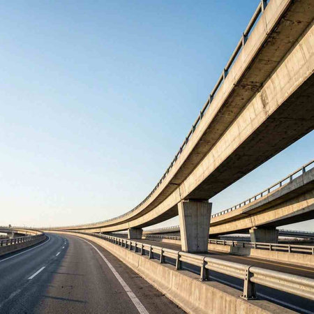 Highway overpass in the blue sky background. 3d rendering