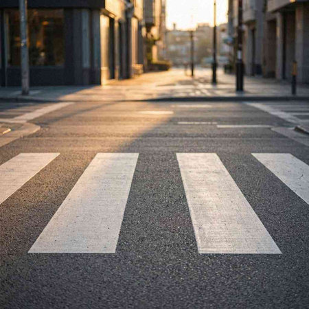 Crosswalk on the street in the city. Concept of pedestrian crossing.