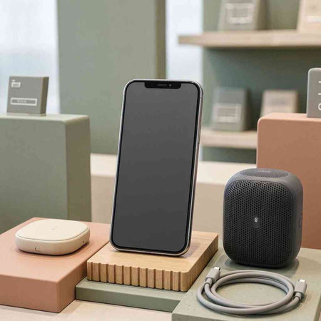 Smartphone with blank screen mockup on the table. 3d rendering