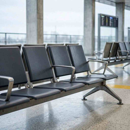 Empty seats in the airport. Empty chairs in the airport terminal.