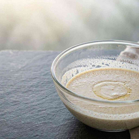 Creamy coffee in a glass bowl on a black stone background
