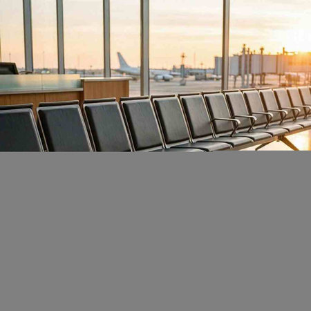 Empty seats at the airport, waiting for the flight, close-up