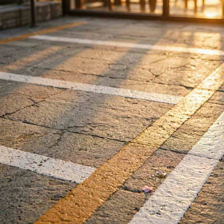 Pedestrian crosswalk in the city at sunset. Abstract background.