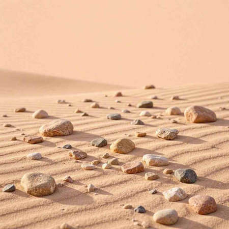 Pebbles in sand dunes of the Sahara Desert, Morocco