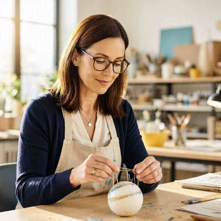 Craftsman Woman Crafts Handmade Jewelry Workshop Ideas Concept