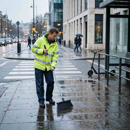 A man cleaning the streets of London.