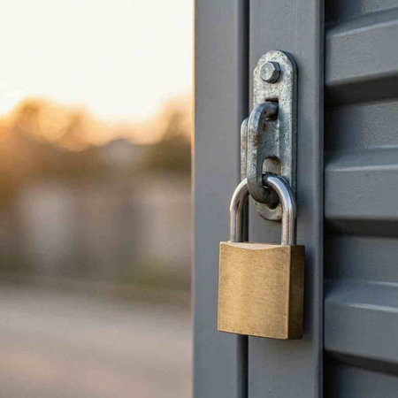 Padlock on the door. The concept of security and protection.
