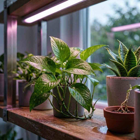 Houseplants in pots on the windowsill. Home gardening concept.