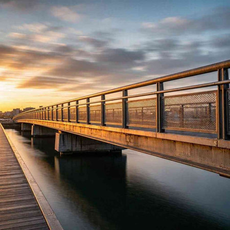 Bridge over the river at sunset, San Diego, California, USA