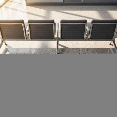 Empty chairs in a waiting room at the airport. Selective focus.