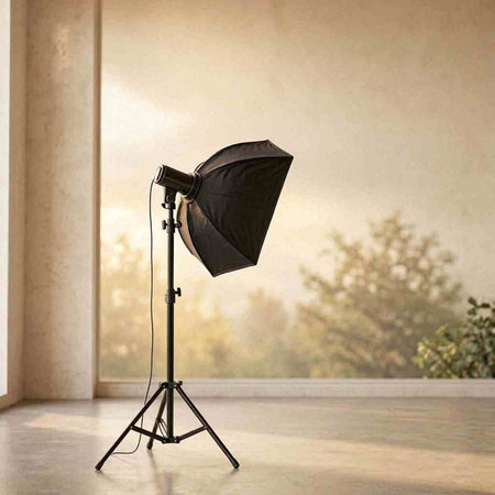 Photo studio with softbox and lighting equipment, ready for your photos