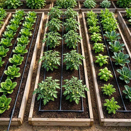 Seedlings of tomatoes in peat pots in a greenhouse.