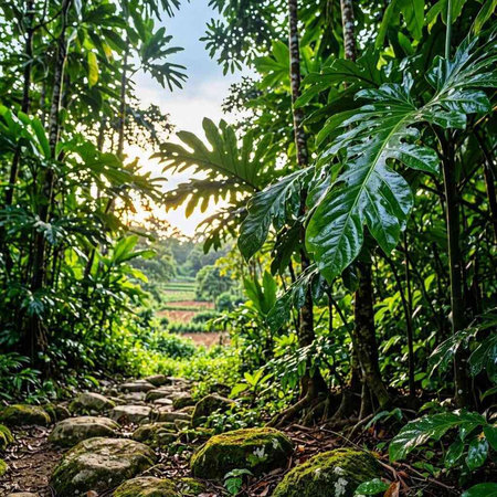 Beautiful tropical rainforest landscape in Sri Lanka, Asia. Nature background