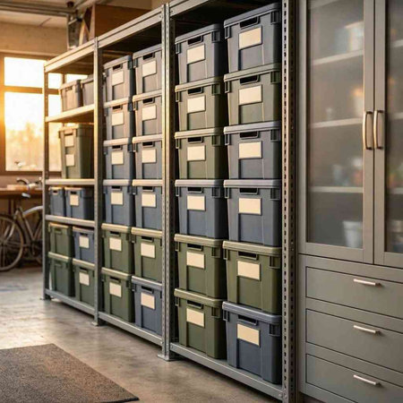 Close-up image of a collection of office mailboxes in a row
