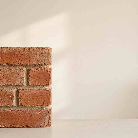 Brick wall with shadow on white background. 3D rendering.