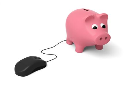 piggy bank pig business finance e-banking economy internet mouseの写真素材