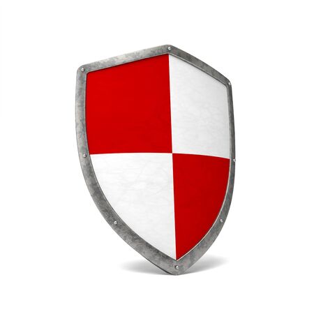 shield white red security template protection symbol metal silver 3Dの写真素材