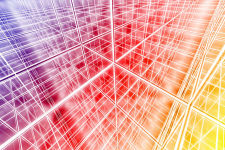 tesseract background abstract network cyber web multicolor 3Dの写真素材
