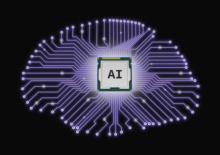 AI artificial intelligence CPU brain printed circuit board microprocessorの写真素材