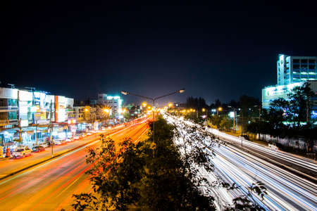City road at night Srinakarin hospital khonkaenのeditorial素材
