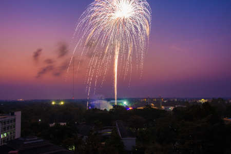 Fireworks at sunset khonkaen university
